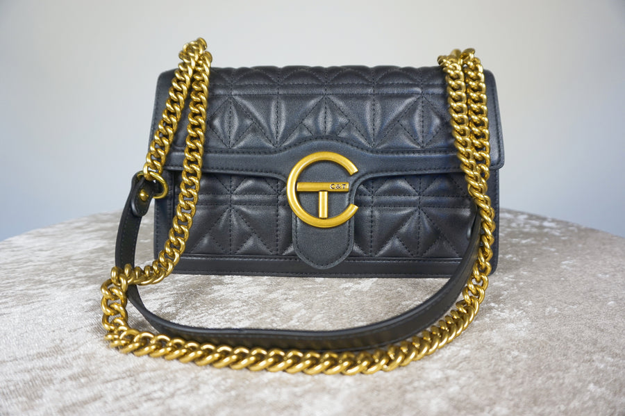 WLH-3109 Black Patterned Luxury Style Leather Handbag