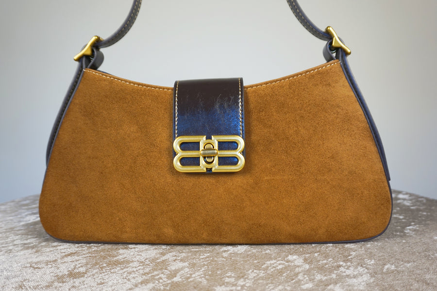 WLH-3110 Camel & Brown Luxury Style Leather Handbag ( Queen's Favorite )