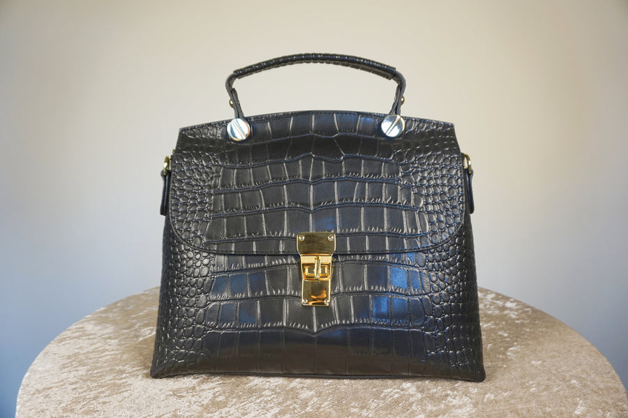WLH-1604 Black Elegant Style Leather Handbag ( Queen's Favorite )