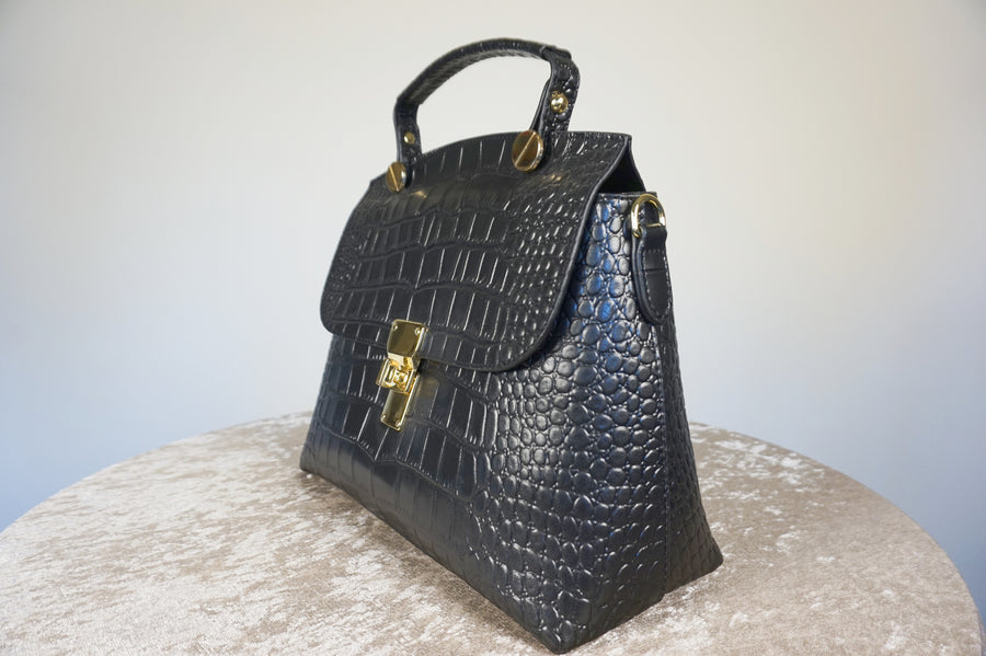 WLH-1604 Black Elegant Style Leather Handbag ( Queen's Favorite )