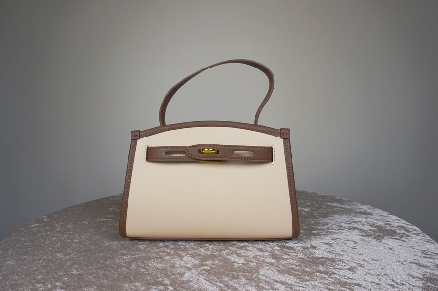 WLH-2305 Beige & Brown Chic Style Leather Handbag