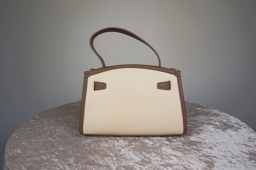 WLH-2305 Beige & Brown Chic Style Leather Handbag