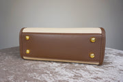 WLH-2305 Beige & Brown Chic Style Leather Handbag