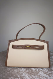 WLH-2305 Beige & Brown Chic Style Leather Handbag