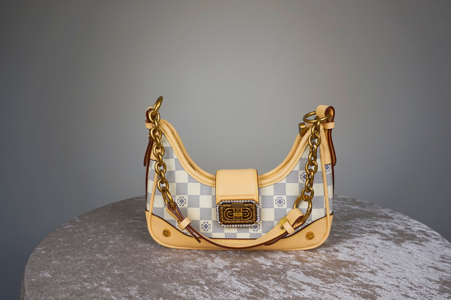 WLH-0518 Cream & Camel Check Handbag