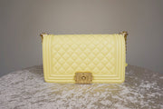 WLH-2901 Light Yellow Checked Pattern Leather Handbag