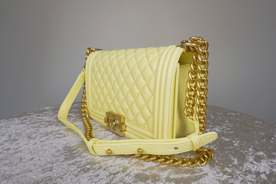 WLH-2901 Light Yellow Checked Pattern Leather Handbag