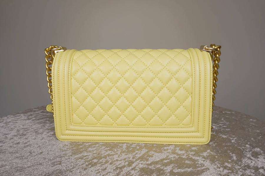 WLH-2901 Light Yellow Checked Pattern Leather Handbag