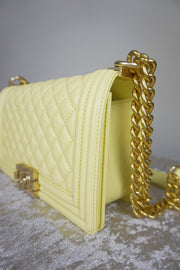 WLH-2901 Light Yellow Checked Pattern Leather Handbag