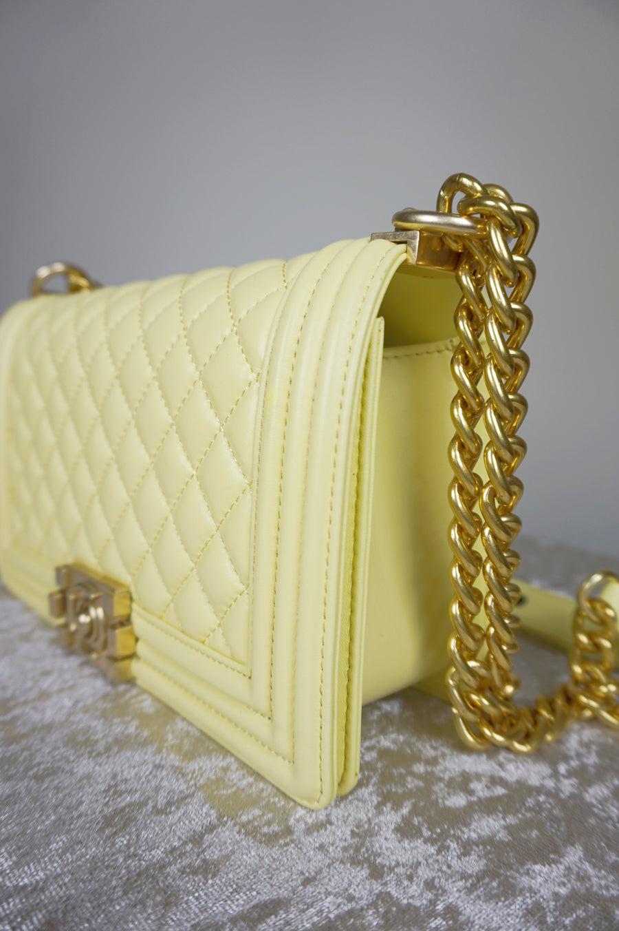 WLH-2901 Light Yellow Checked Pattern Leather Handbag