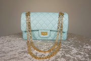 WLH-2301 Aqua Check Luxury Style Leather Handbag