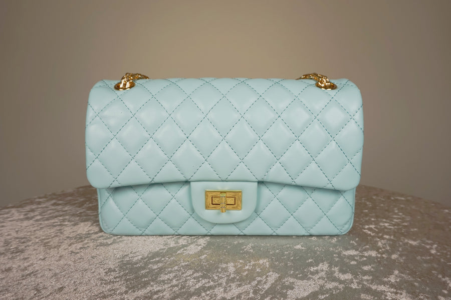 WLH-2301 Aqua Check Luxury Style Leather Handbag