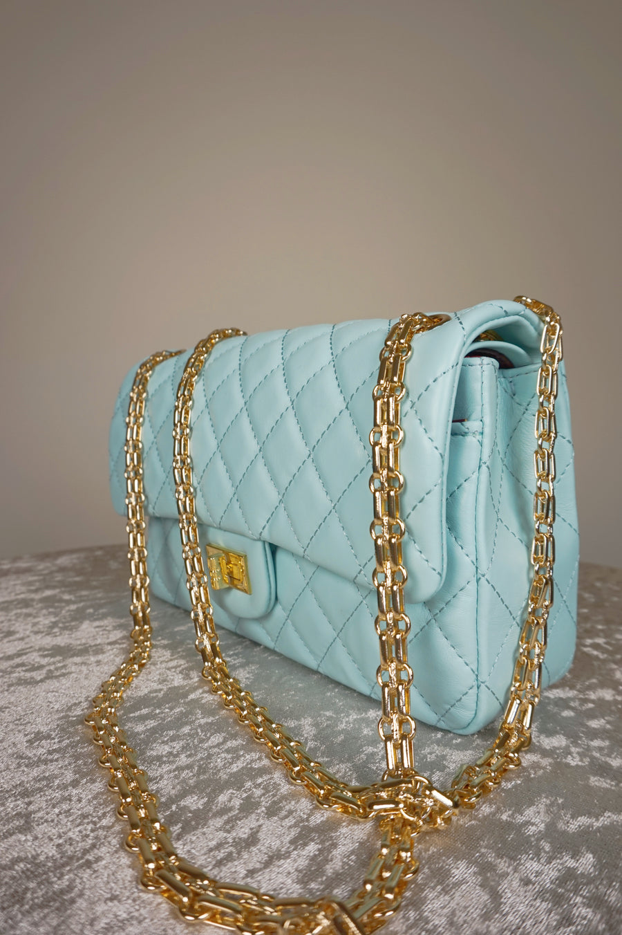 WLH-2301 Aqua Check Luxury Style Leather Handbag