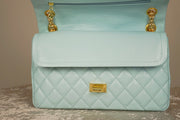 WLH-2301 Aqua Check Luxury Style Leather Handbag