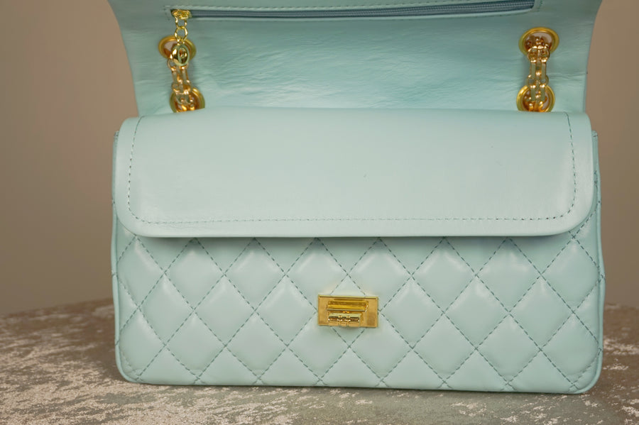WLH-2301 Aqua Check Luxury Style Leather Handbag
