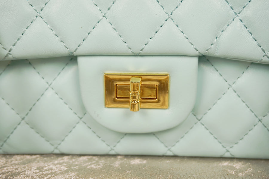 WLH-2301 Aqua Check Luxury Style Leather Handbag