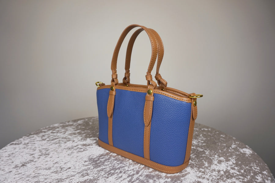 WLH-009 Dark Blue & Brown Leather Handbag