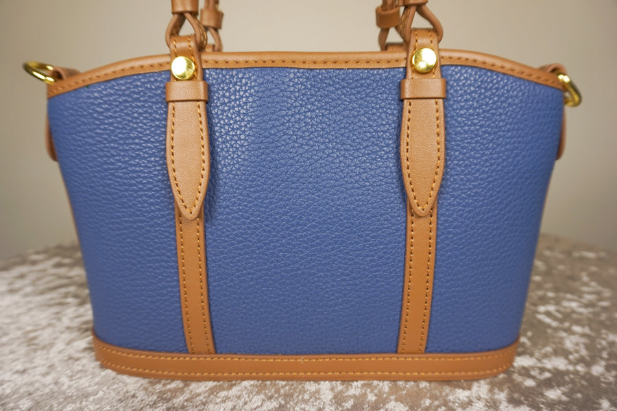 WLH-009 Dark Blue & Brown Leather Handbag