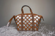 WLH-1615 Brown Chic Studs Leather Handbag