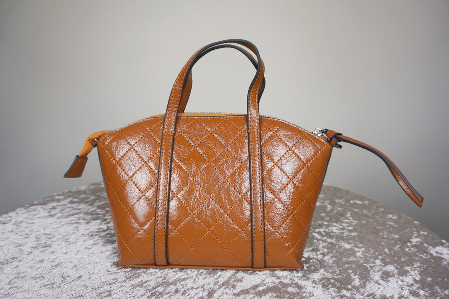WLH-1615 Brown Chic Studs Leather Handbag