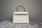 WLH-1818 Cream & Beige Classic Style Leather Handbag