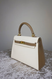 WLH-1818 Cream & Beige Classic Style Leather Handbag