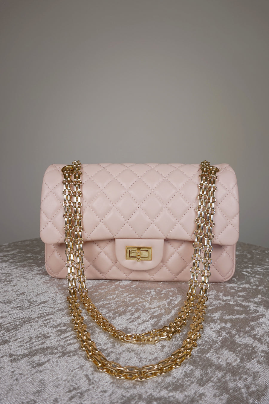WLH-2302 Light Pink Check Luxury Style Leather Handbag