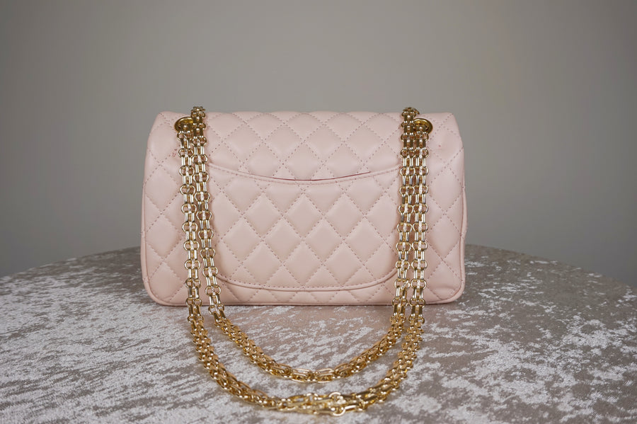 WLH-2302 Light Pink Check Luxury Style Leather Handbag