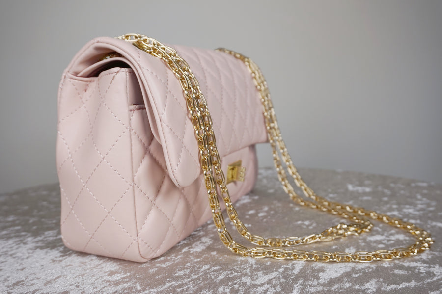 WLH-2302 Light Pink Check Luxury Style Leather Handbag