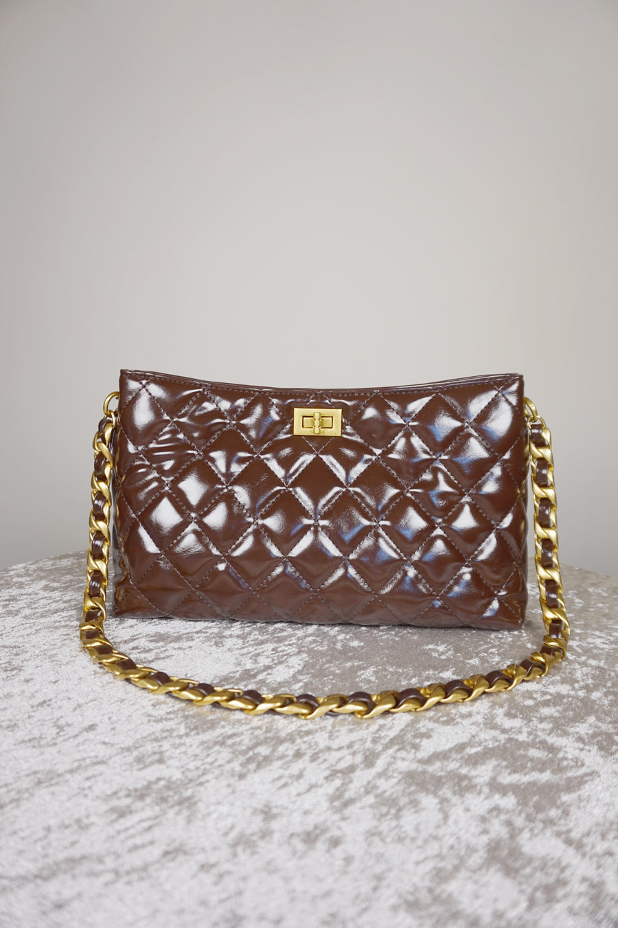 WLH-2308 Chocolate Check Luxury Style Leather Handbag ( Queen's Favorite )