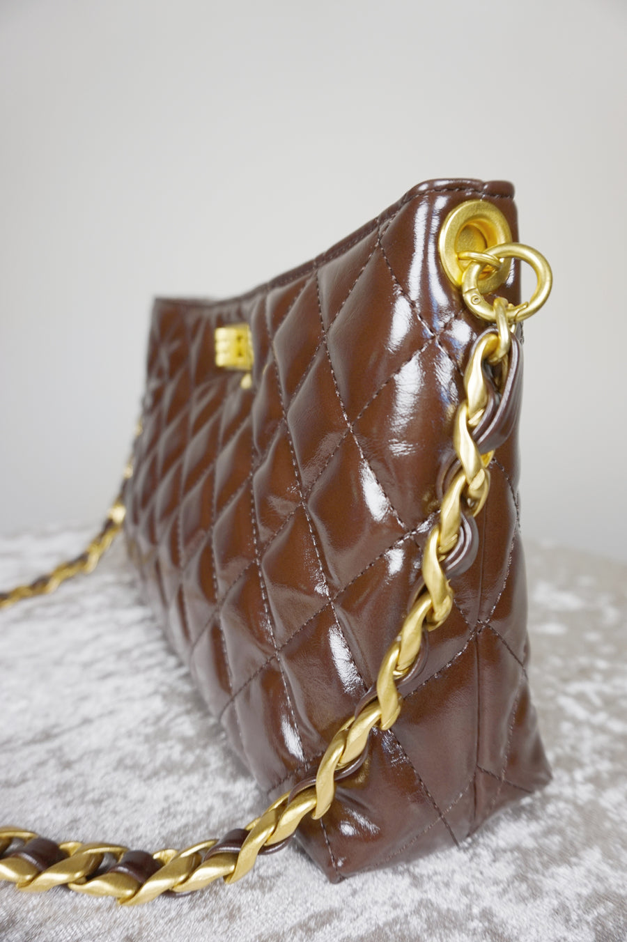 WLH-2308 Chocolate Check Luxury Style Leather Handbag ( Queen's Favorite )