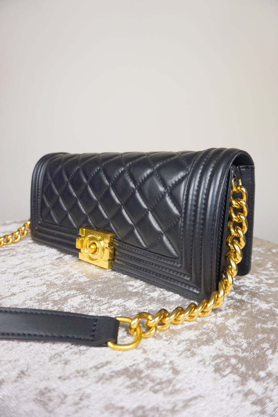 WLH-2407 Black Checked Pattern Leather Handbag