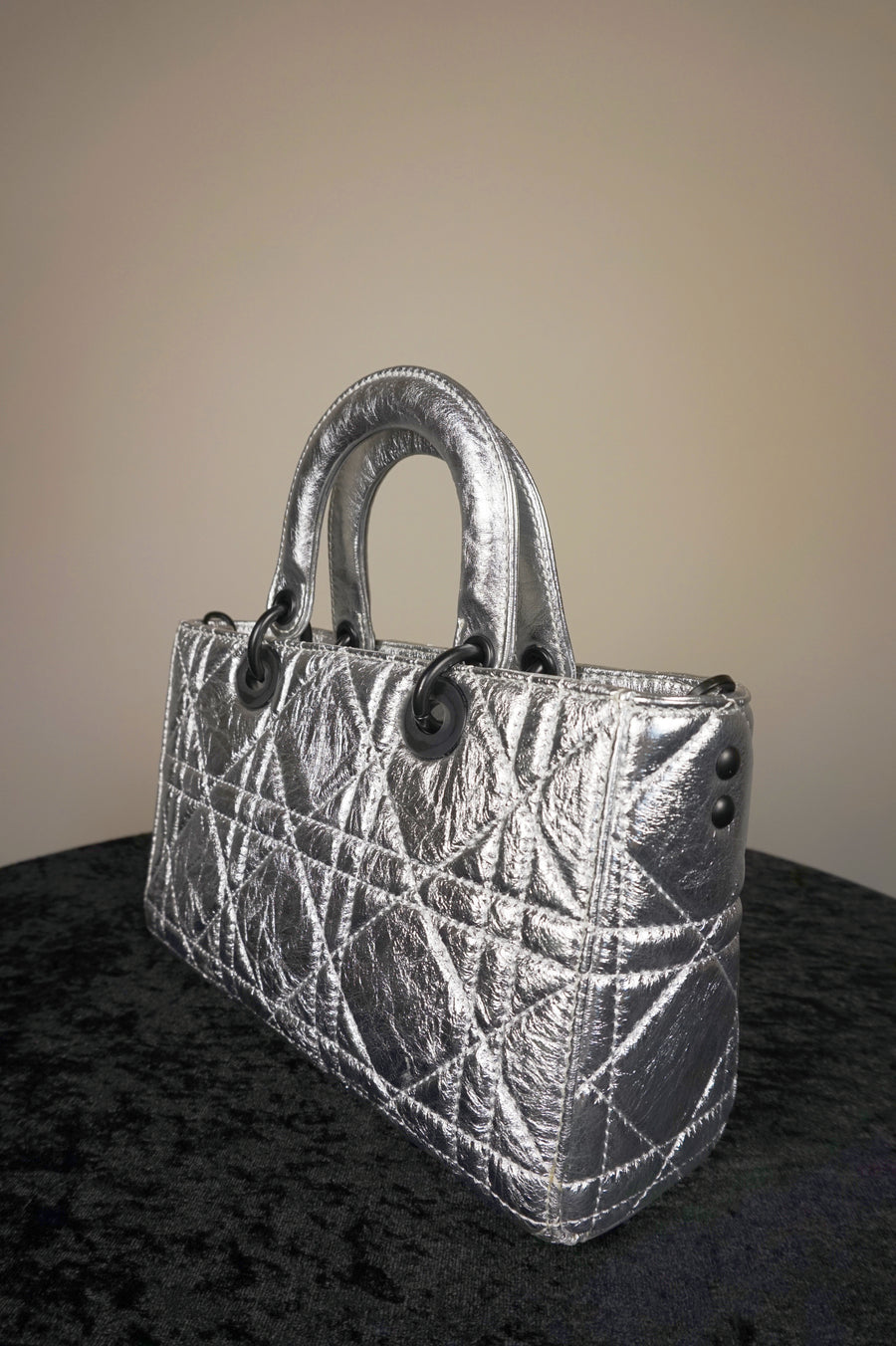 WLH-2406 Silver Check Luxury Style Leather Handbag
