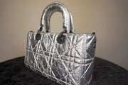 WLH-2406 Silver Check Luxury Style Leather Handbag