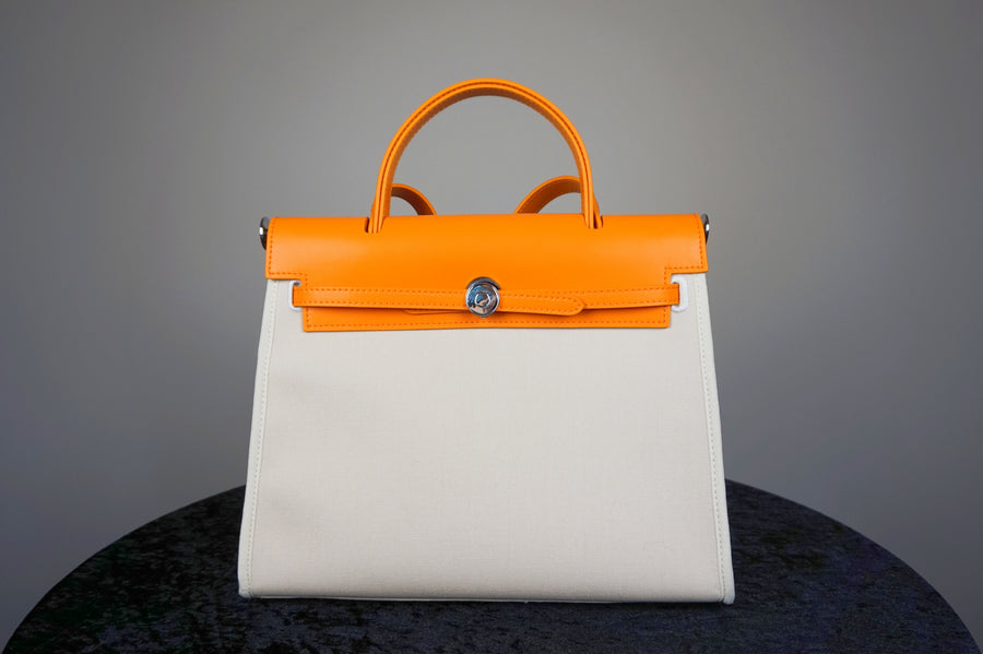 WLH-2501 Orange and Beige Chic Style Handbag