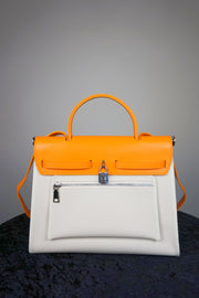 WLH-2501 Orange and Beige Chic Style Handbag