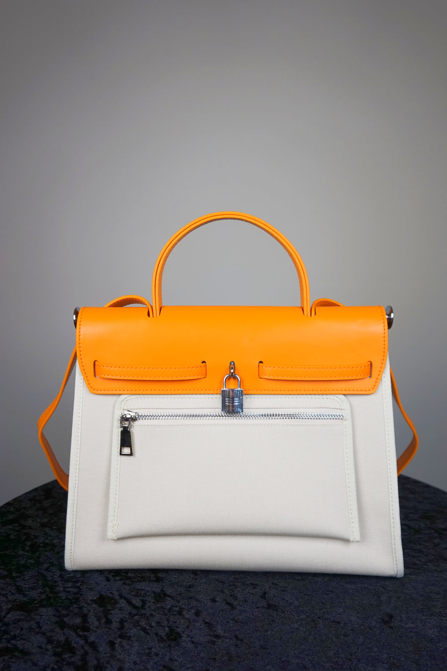 WLH-2501 Orange and Beige Chic Style Handbag