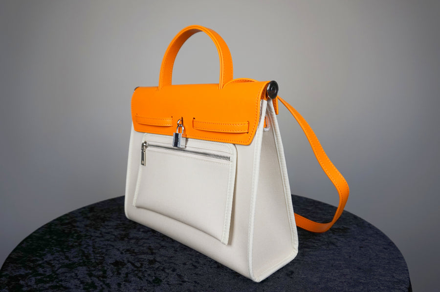 WLH-2501 Orange and Beige Chic Style Handbag