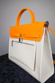 WLH-2501 Orange and Beige Chic Style Handbag