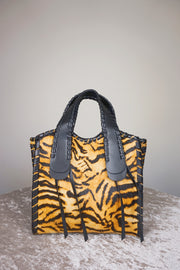 WLH-2502 Black & Tiger Print Horse Hair Bag
