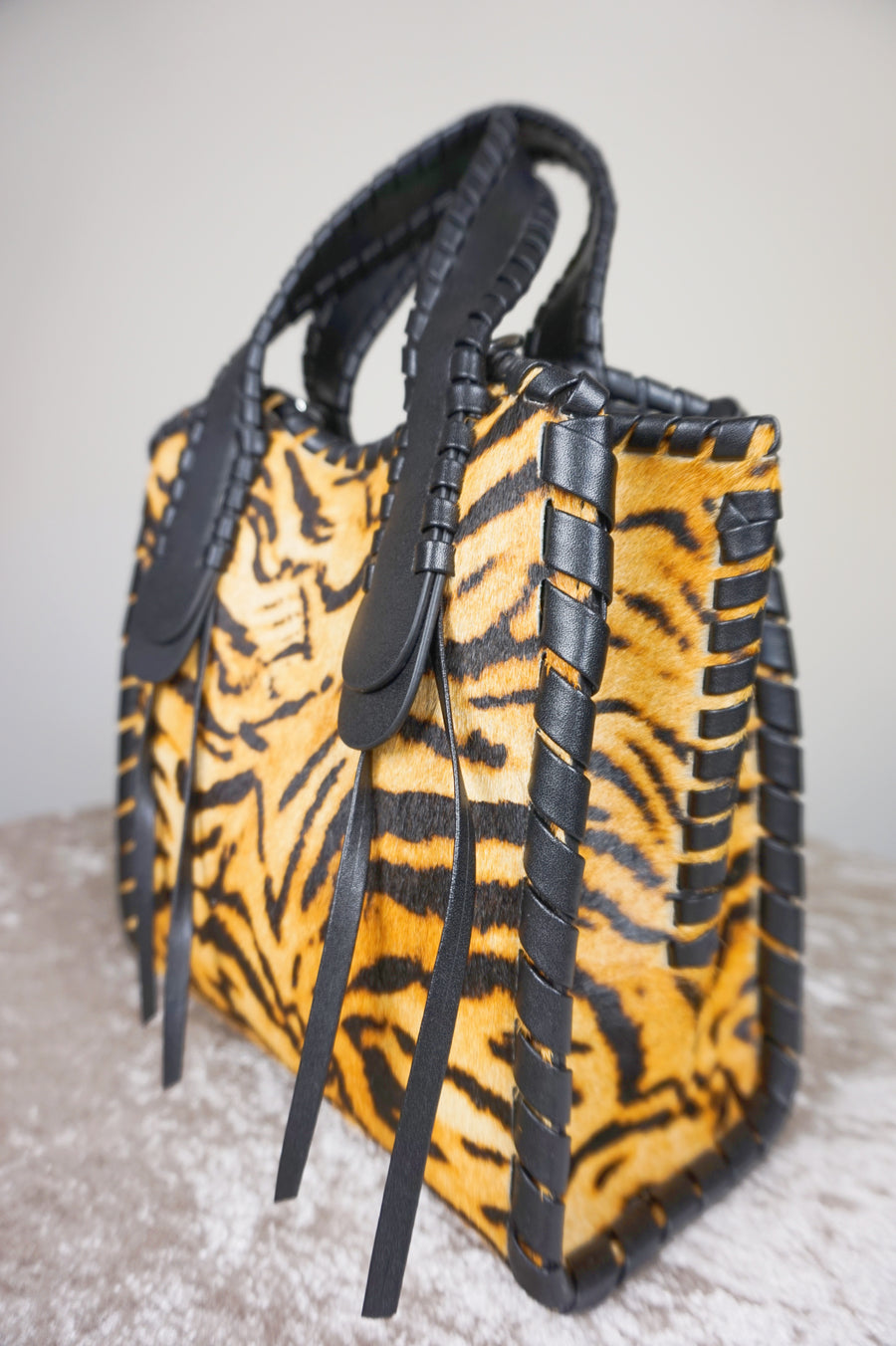 WLH-2502 Black & Tiger Print Horse Hair Bag