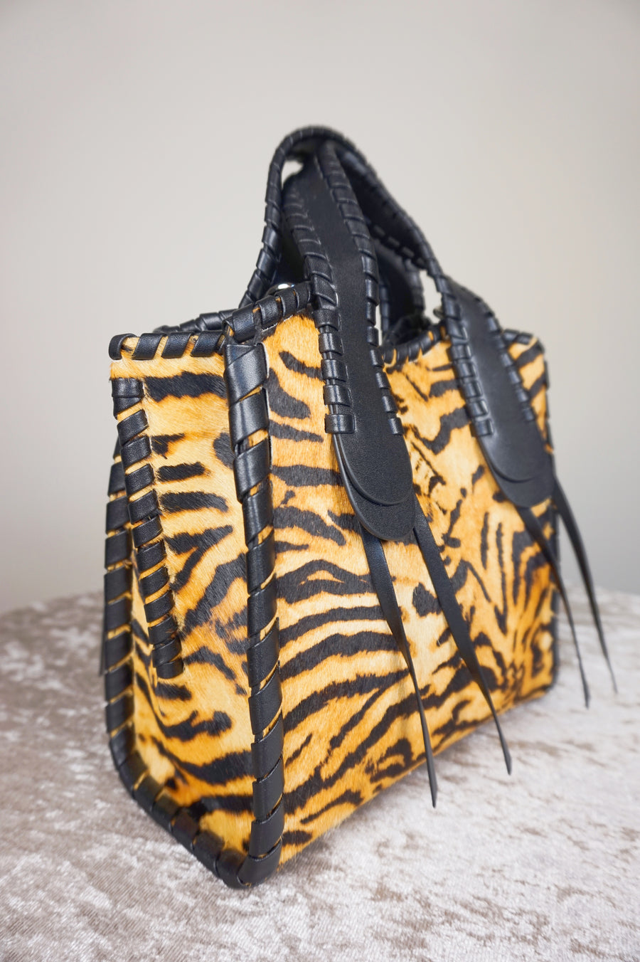 WLH-2502 Black & Tiger Print Horse Hair Bag