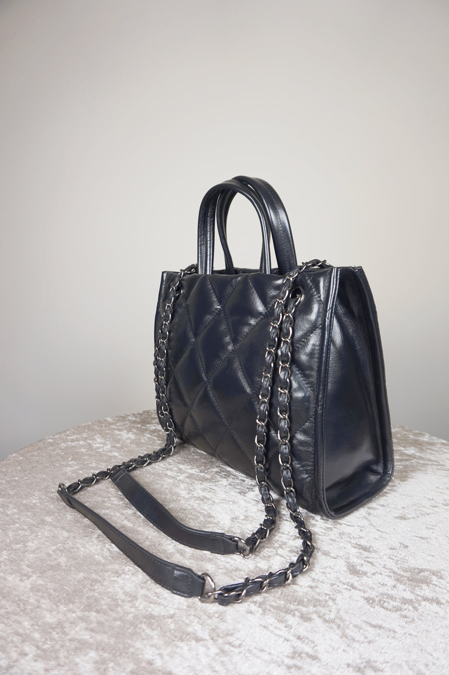 WLH-1618 Black Checked Pattern Business Style Leather Handbag