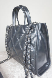 WLH-1618 Black Checked Pattern Business Style Leather Handbag