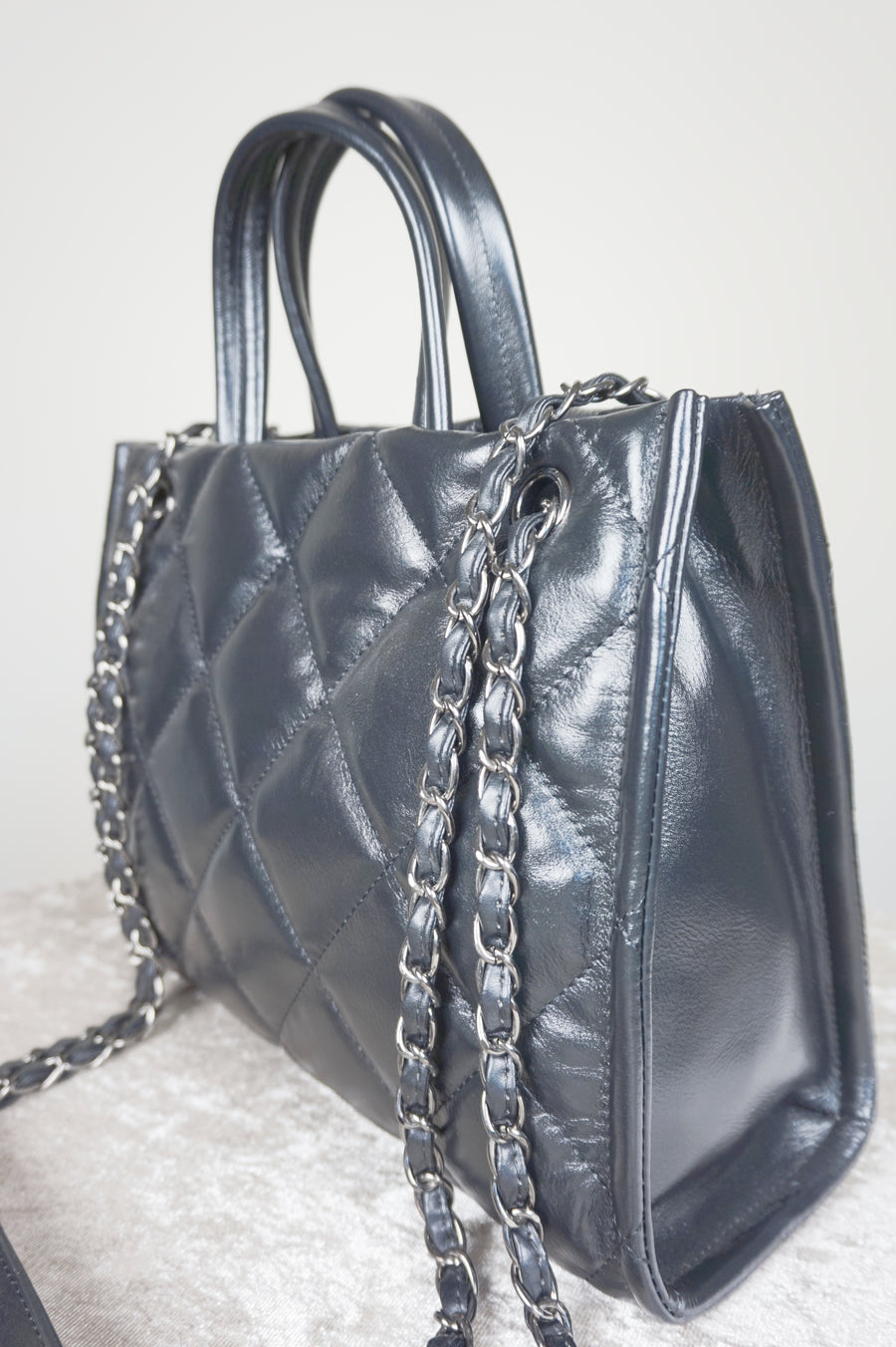 WLH-1618 Black Checked Pattern Business Style Leather Handbag