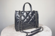 WLH-1618 Black Checked Pattern Business Style Leather Handbag