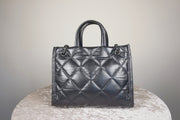 WLH-1618 Black Checked Pattern Business Style Leather Handbag