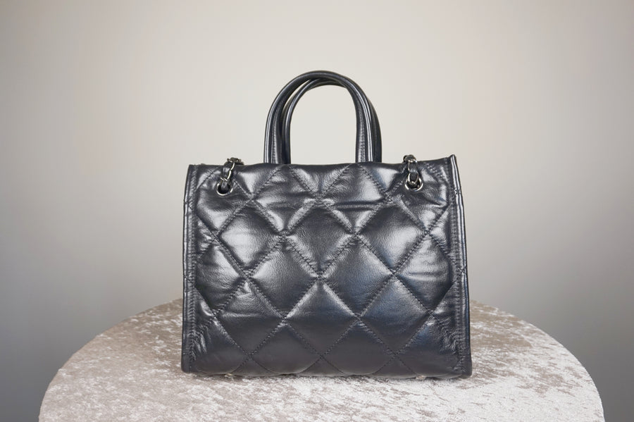 WLH-1618 Black Checked Pattern Business Style Leather Handbag