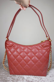 WLH-1088 Wine Red Check Leather Handbag