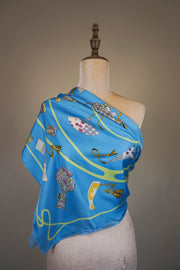 WSS-5802 Aqua Porcelain Silk Scarf